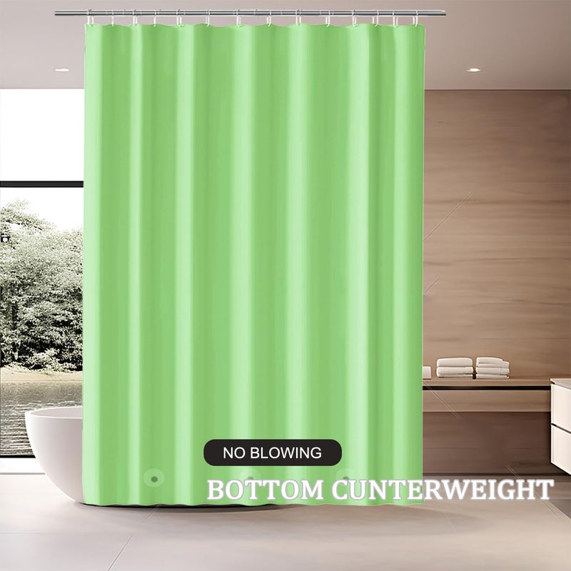 TIKABC Green Shower Curtain Liner, 4G PEVA Shower Liner, Plastic Peva Waterproof Shower Curtains, 72x72 inch with Grommet Holes 3 Magnetic Weights - Image 3